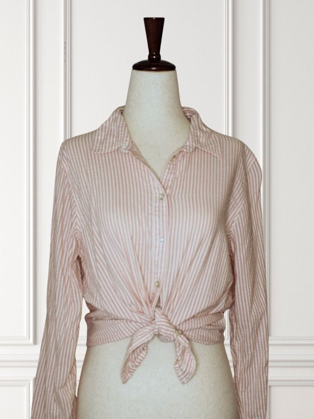 Aerie Pink & White Striped Oversized Button Down Shirt Size Medium